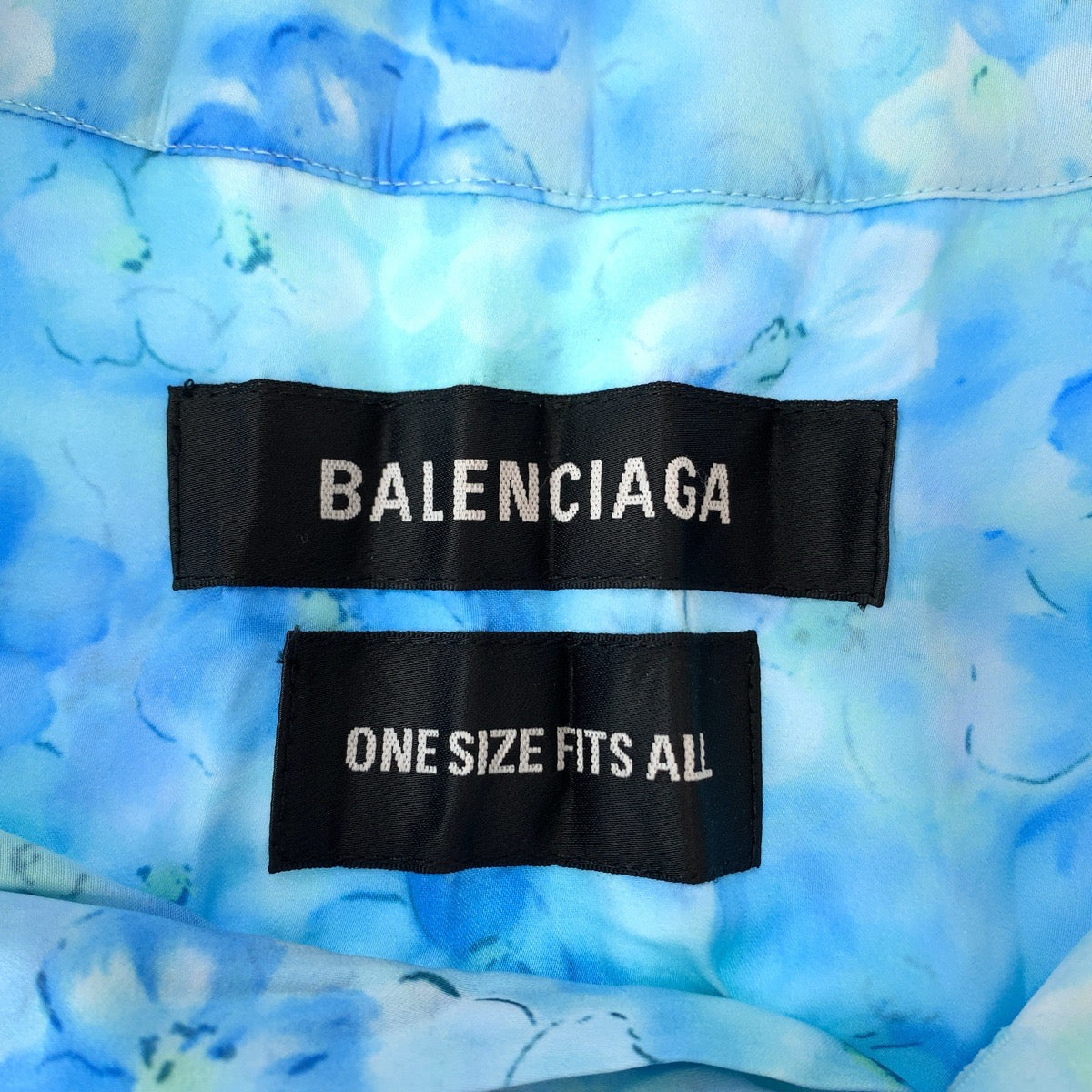 18589
BALENCIAGA バレンシアガ 花柄 サイズL ブルー ポリエステル 長袖シャツ ドレスシャツ ワンピース  レディース A40