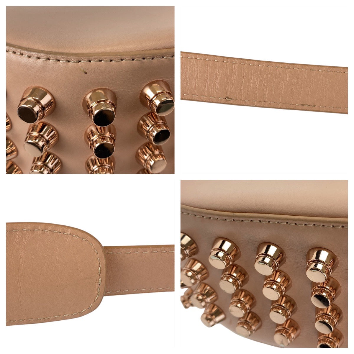 18591
Alexander Wang アレキサンダーワン スタッズ ピンク ゴールド金具 レザー ショルダーバッグ ポシェット レディース ABP41