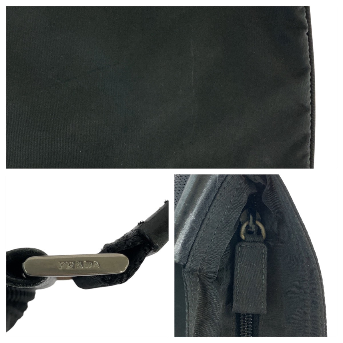 18592
PRADA プラダ テスート 三角ロゴプレート ブラック 黒 シルバー金具 ナイロン ショルダーバッグ ポシェット  レディース ABP39