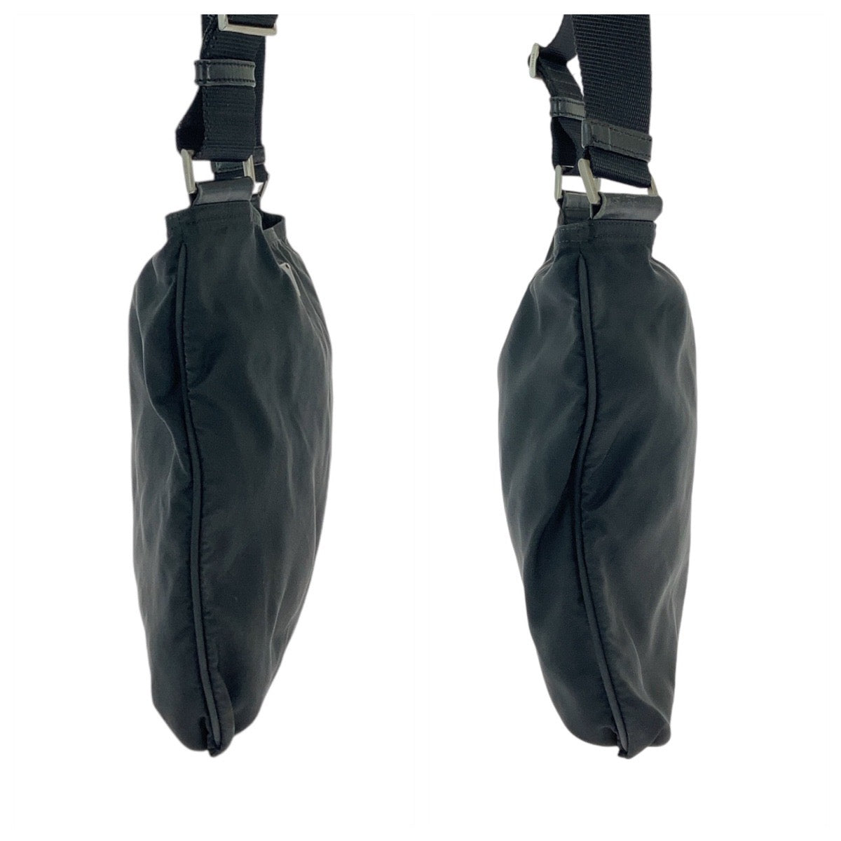 18592
PRADA プラダ テスート 三角ロゴプレート ブラック 黒 シルバー金具 ナイロン ショルダーバッグ ポシェット  レディース ABP39