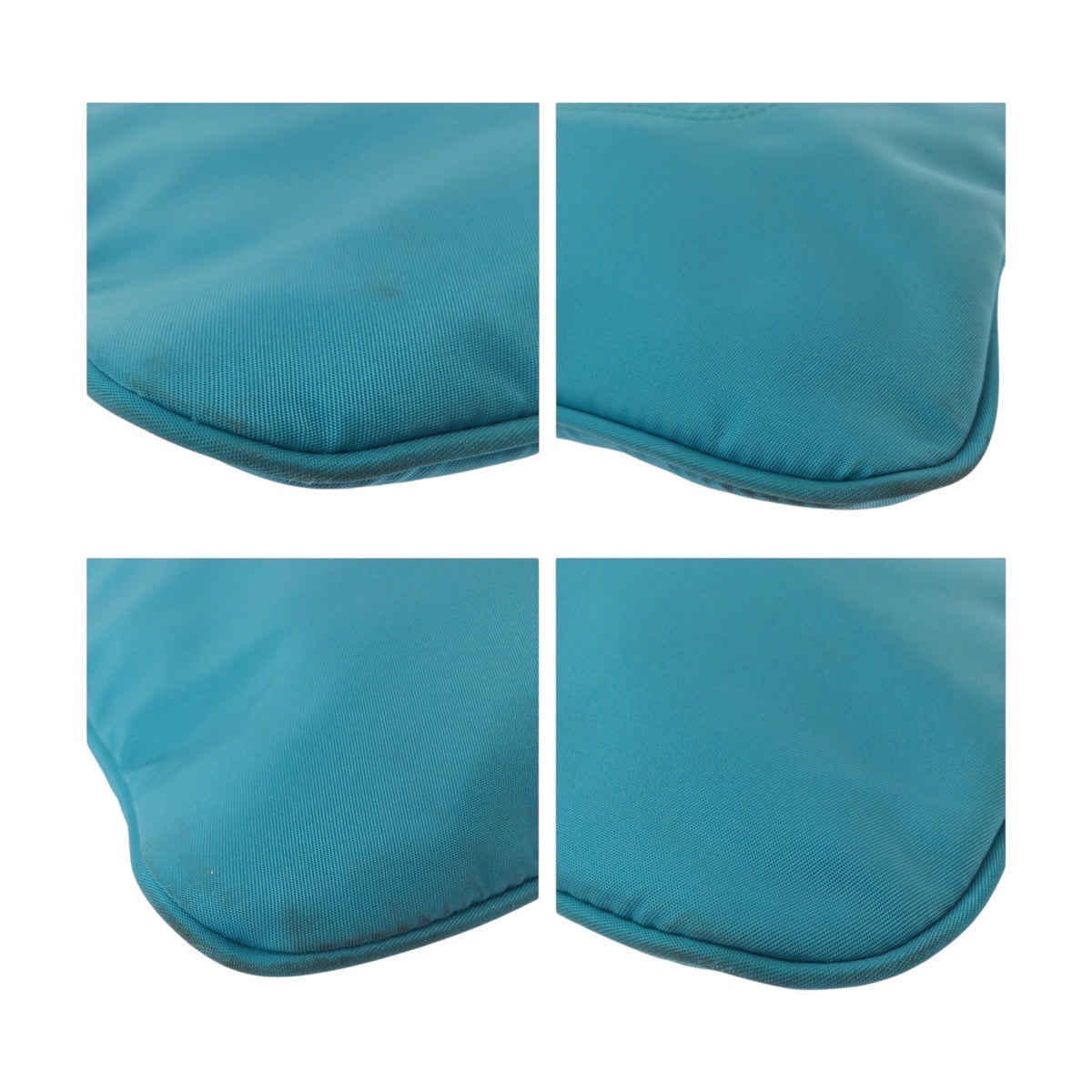 18593
PRADA プラダ テスート 三角ロゴプレート ライトブルー エメラルド シルバー金具 ナイロン ショルダーバッグ ポシェット  レディース ABP41