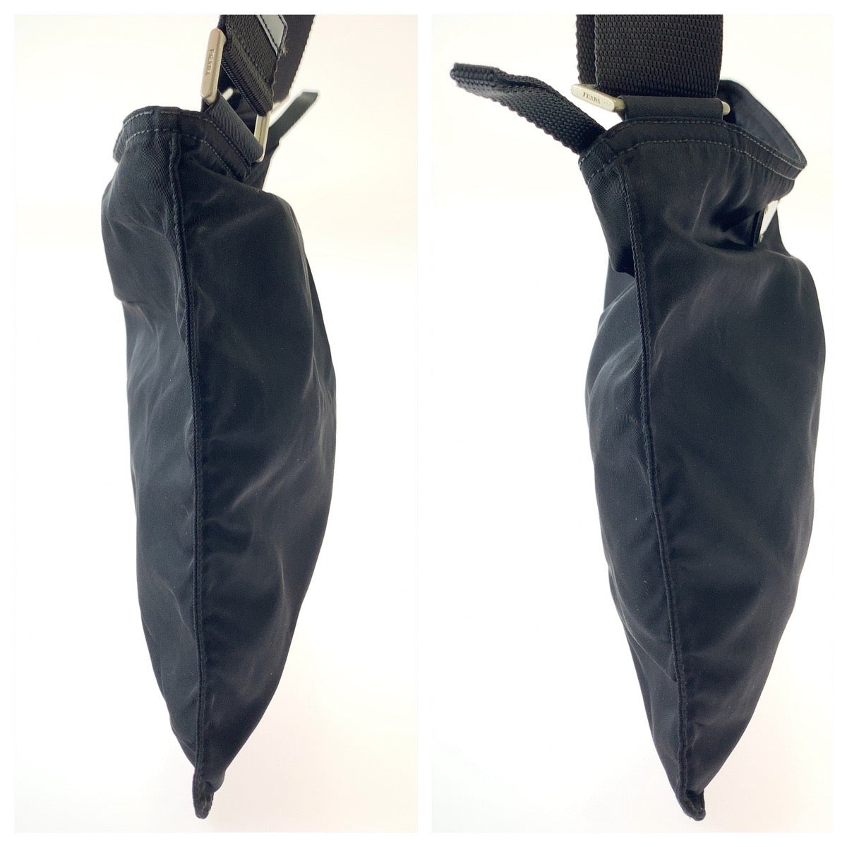 18594
PRADA プラダ テスート 三角ロゴプレート ブラック シルバー金具 ナイロン VA0053 ショルダーバッグ ポシェット  レディース ABP39