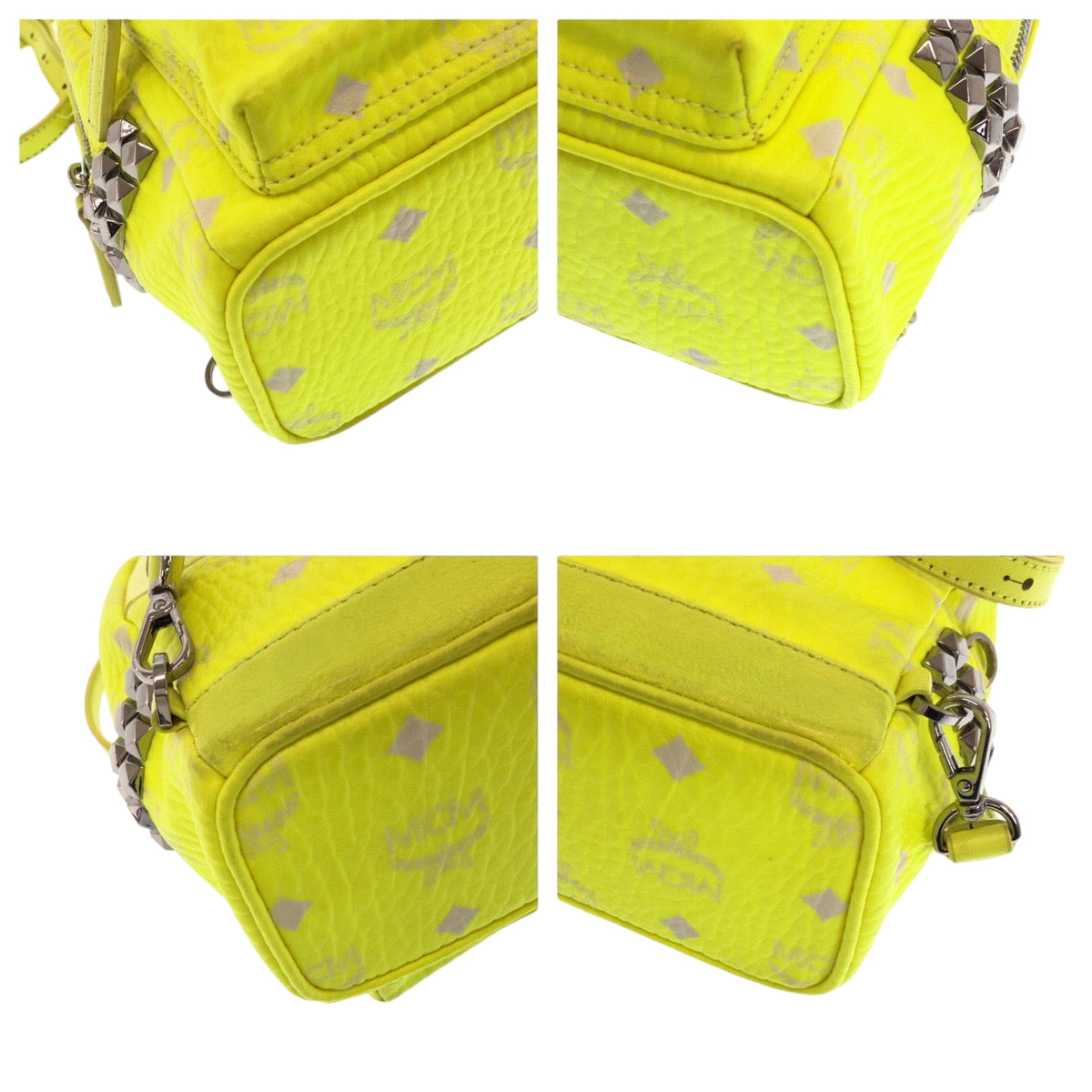 18598
MCM エム シー エム ヴィセスト イエロー ネオンカラー レザー リュックサック バックパック レディース AB40