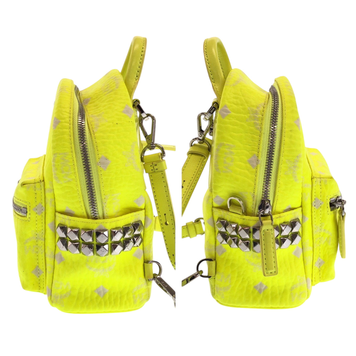 18598
MCM エム シー エム ヴィセスト イエロー ネオンカラー レザー リュックサック バックパック レディース AB40