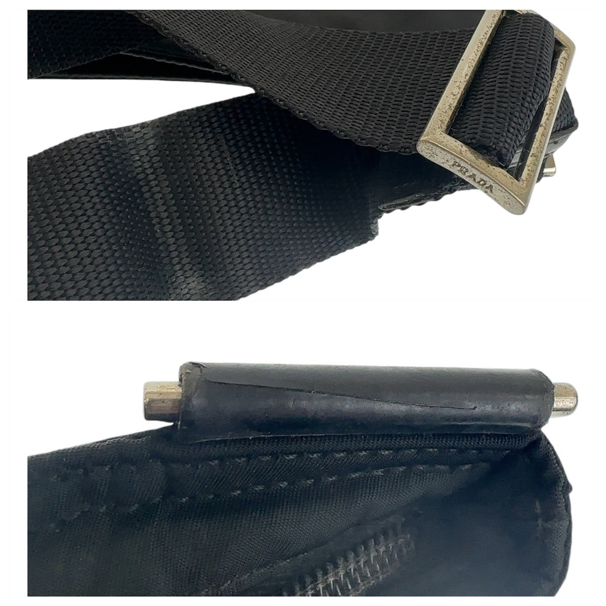 18599
PRADA プラダ テスート 三角ロゴプレート ブラック 黒 シルバー金具 ナイロン ショルダーバッグ  レディース ABP40