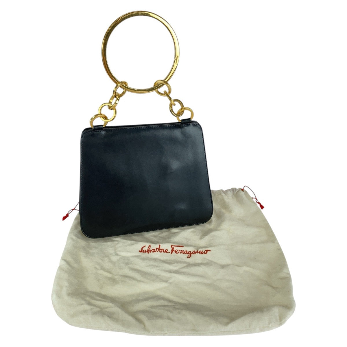 18600
Salvatore Ferragamo サルヴァトーレフェラガモ ヴィンテージ ガンチーニ ブラック 黒 ゴールド金具 レザー ハンドバッグ パーティバッグ バニティバッグ  レディース AB48