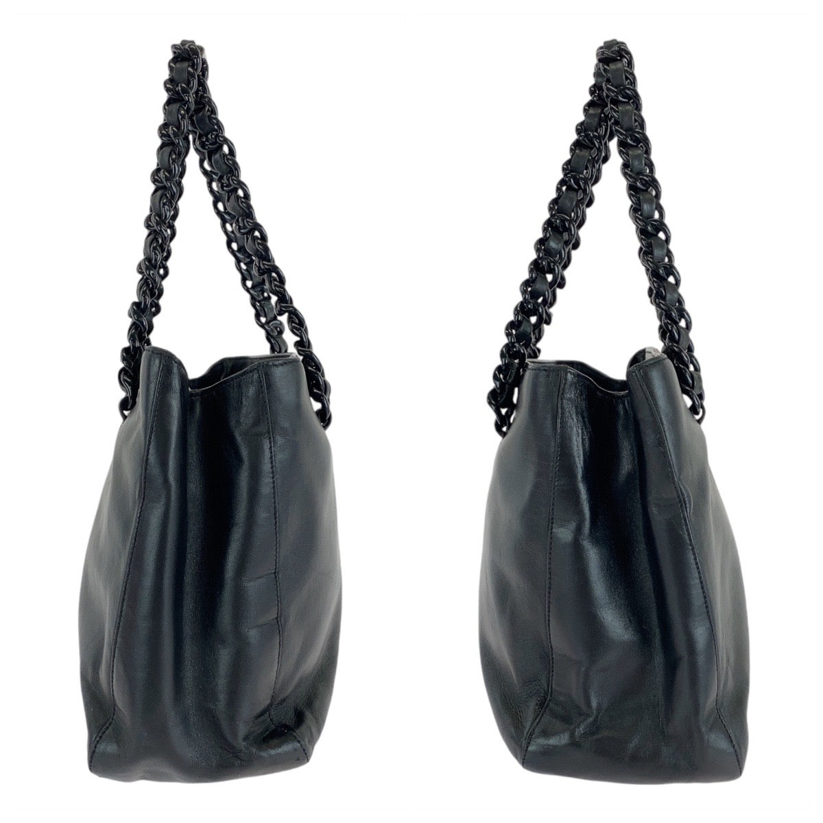 18601
PRADA プラダ プラチェーン ブラック シルバー金具 レザー / プラスチック トートバッグ ハンドバッグ レディース ABP43