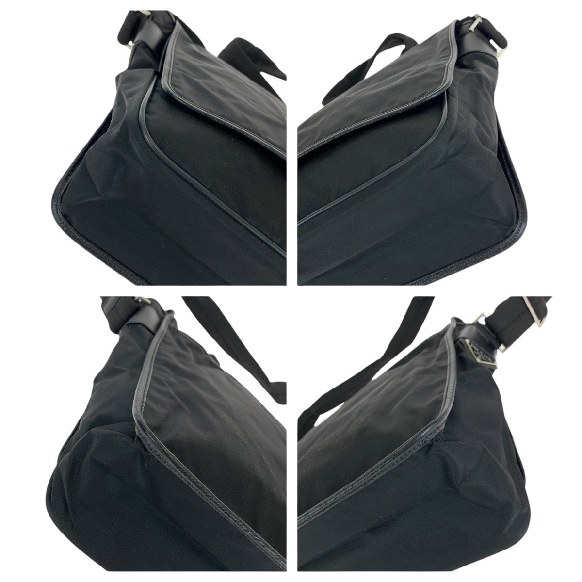 18604
PRADA プラダ テスート 三角ロゴプレート ブラック 黒 シルバー金具 ナイロン ショルダーバッグ メッセンジャーバッグ 男女兼用  レディース