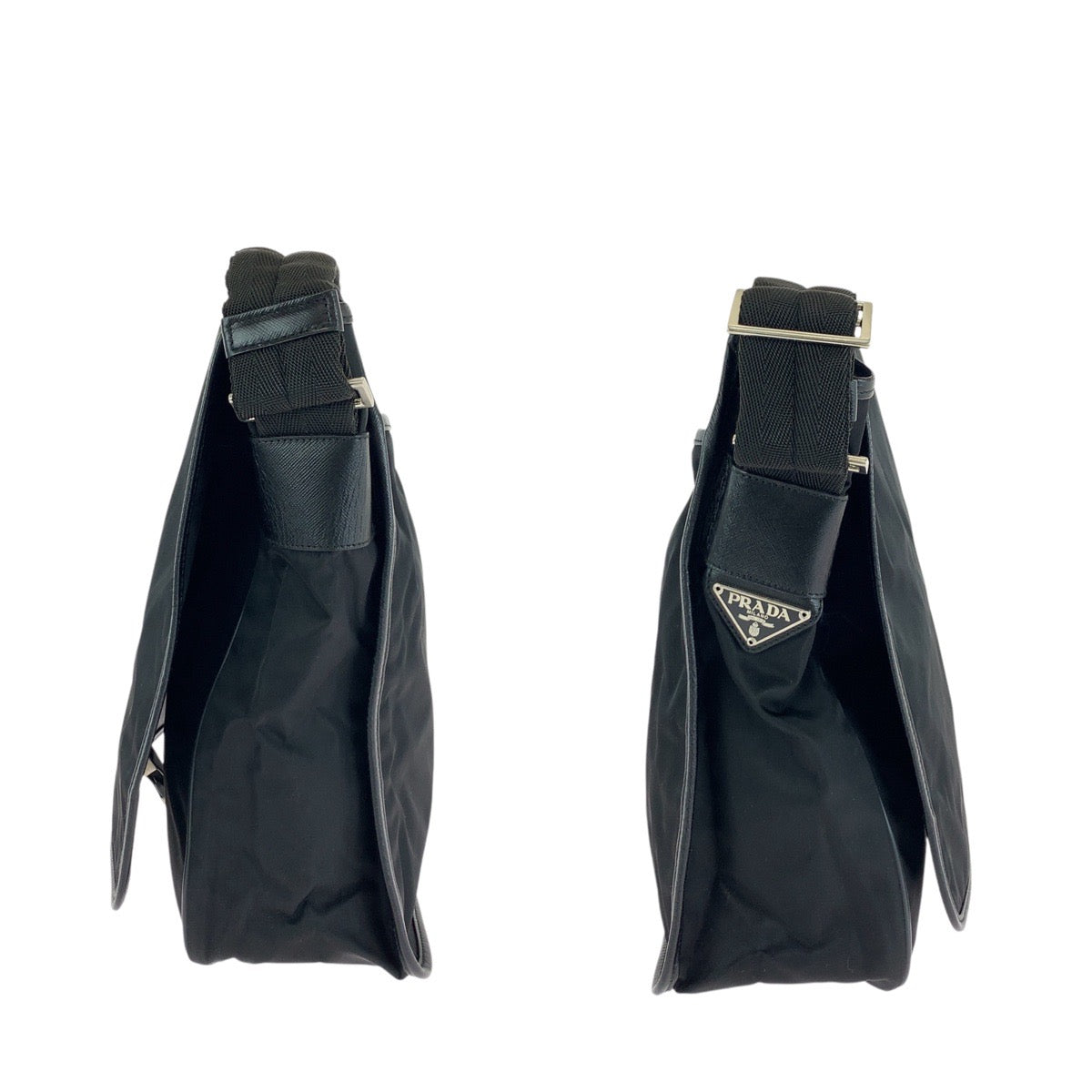 18604
PRADA プラダ テスート 三角ロゴプレート ブラック 黒 シルバー金具 ナイロン ショルダーバッグ メッセンジャーバッグ 男女兼用  レディース