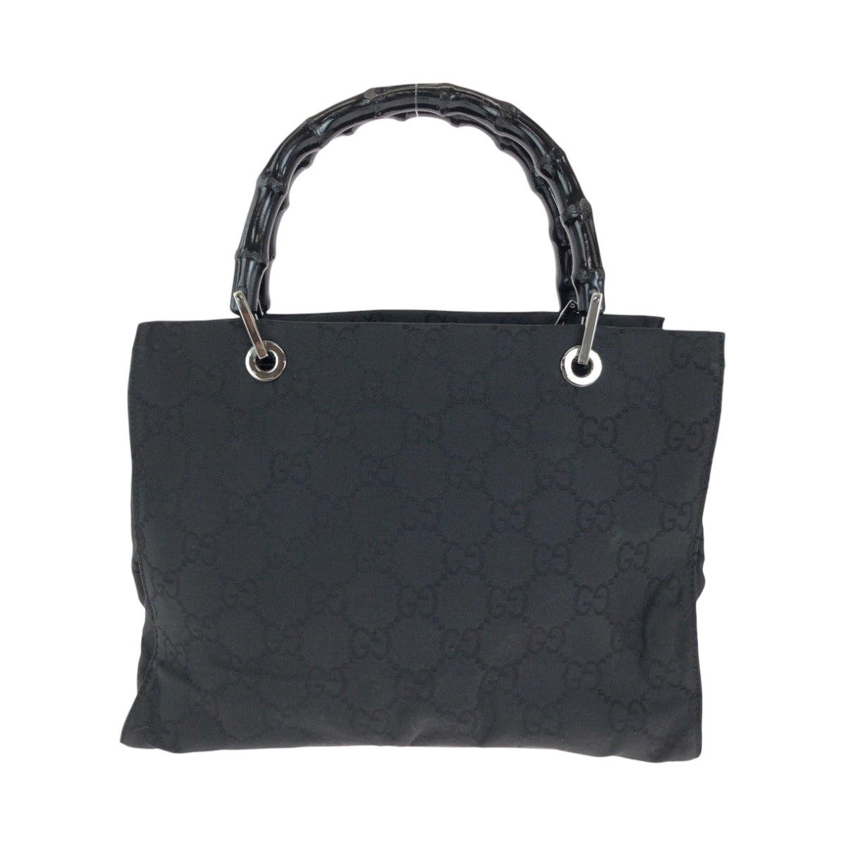 18605
GUCCI グッチ バンブー ブラック 黒 シルバー金具 GGキャンバス 002 1015 トートバッグ ハンドバッグ  レディース ABP39