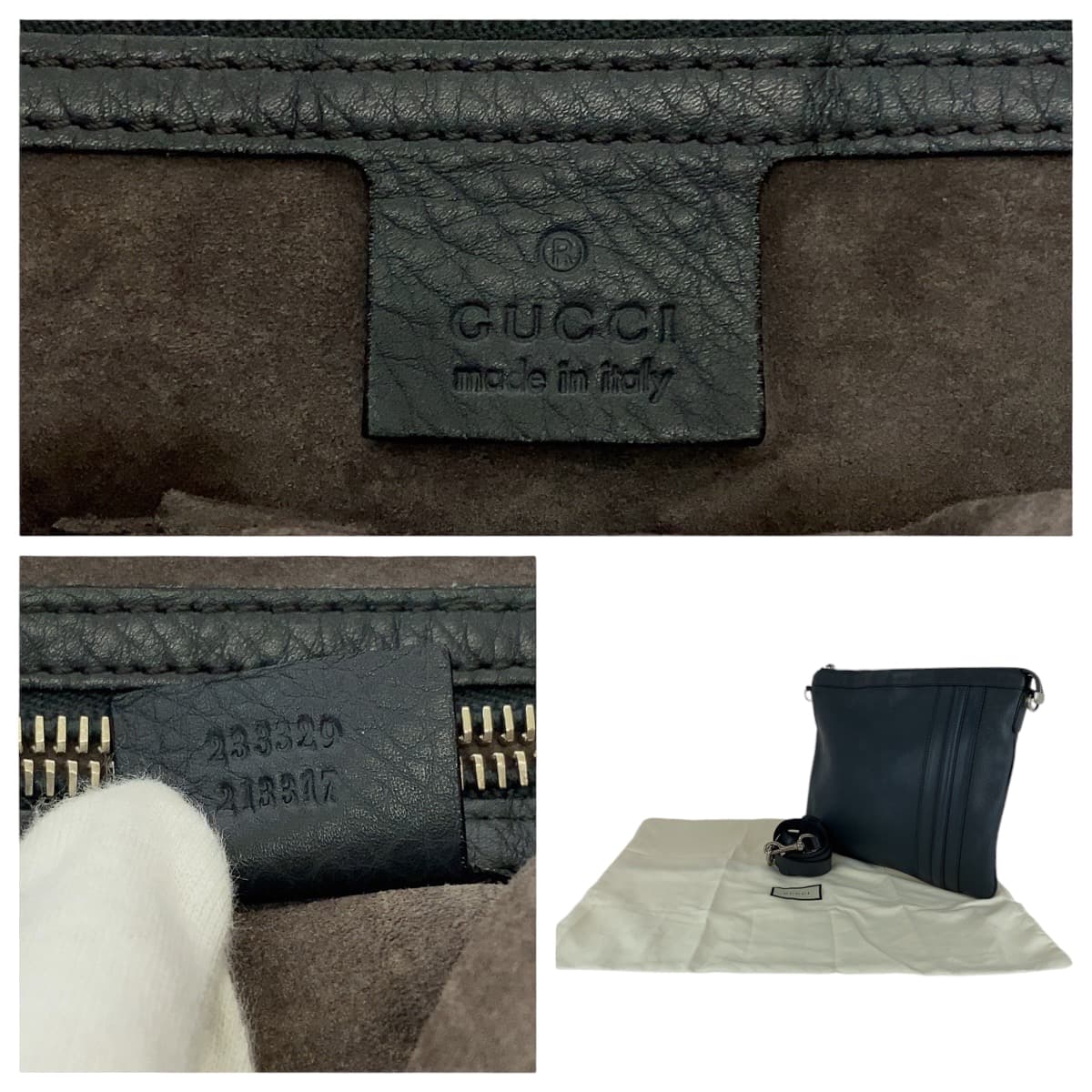 18608
GUCCI グッチ ダークグレー シルバー金具 レザー 233329 ショルダーバッグ ポシェット  メンズ ABP45