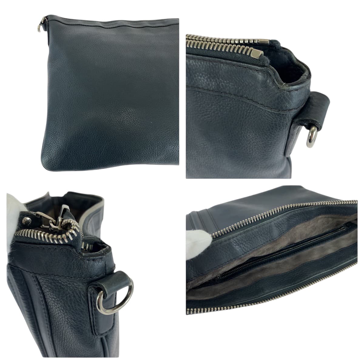 18608
GUCCI グッチ ダークグレー シルバー金具 レザー 233329 ショルダーバッグ ポシェット  メンズ ABP45
