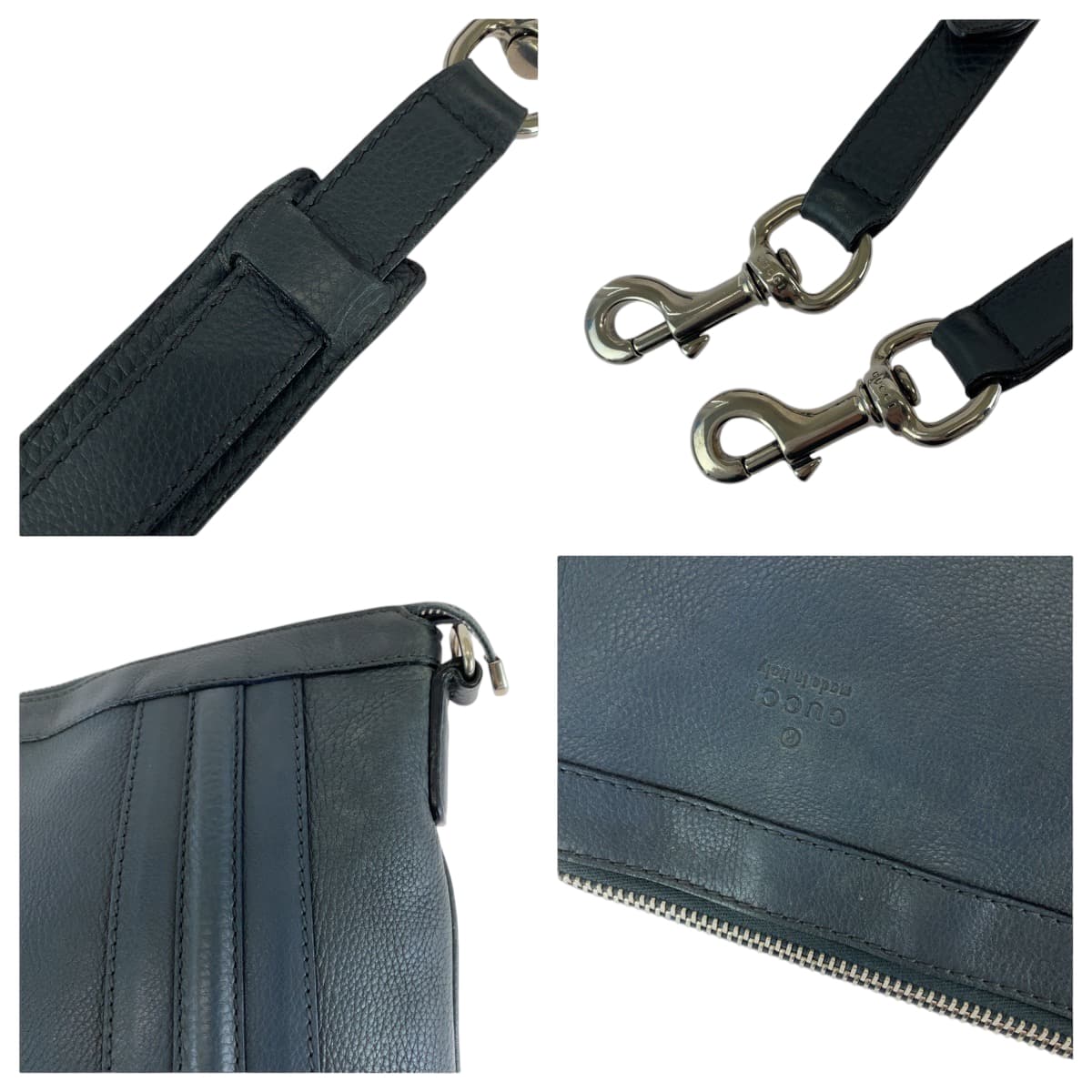 18608
GUCCI グッチ ダークグレー シルバー金具 レザー 233329 ショルダーバッグ ポシェット  メンズ ABP45