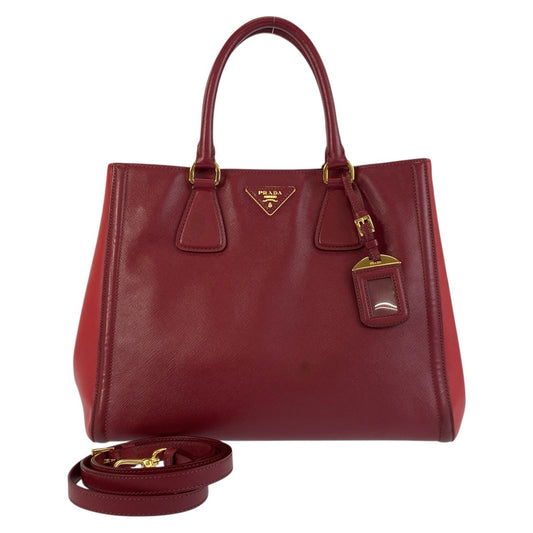 18616
PRADA プラダ サフィアーノ レッド ゴールド金具 レザー トートバッグ ハンドバッグ ショルダーバッグ 2way  レディース AB44
