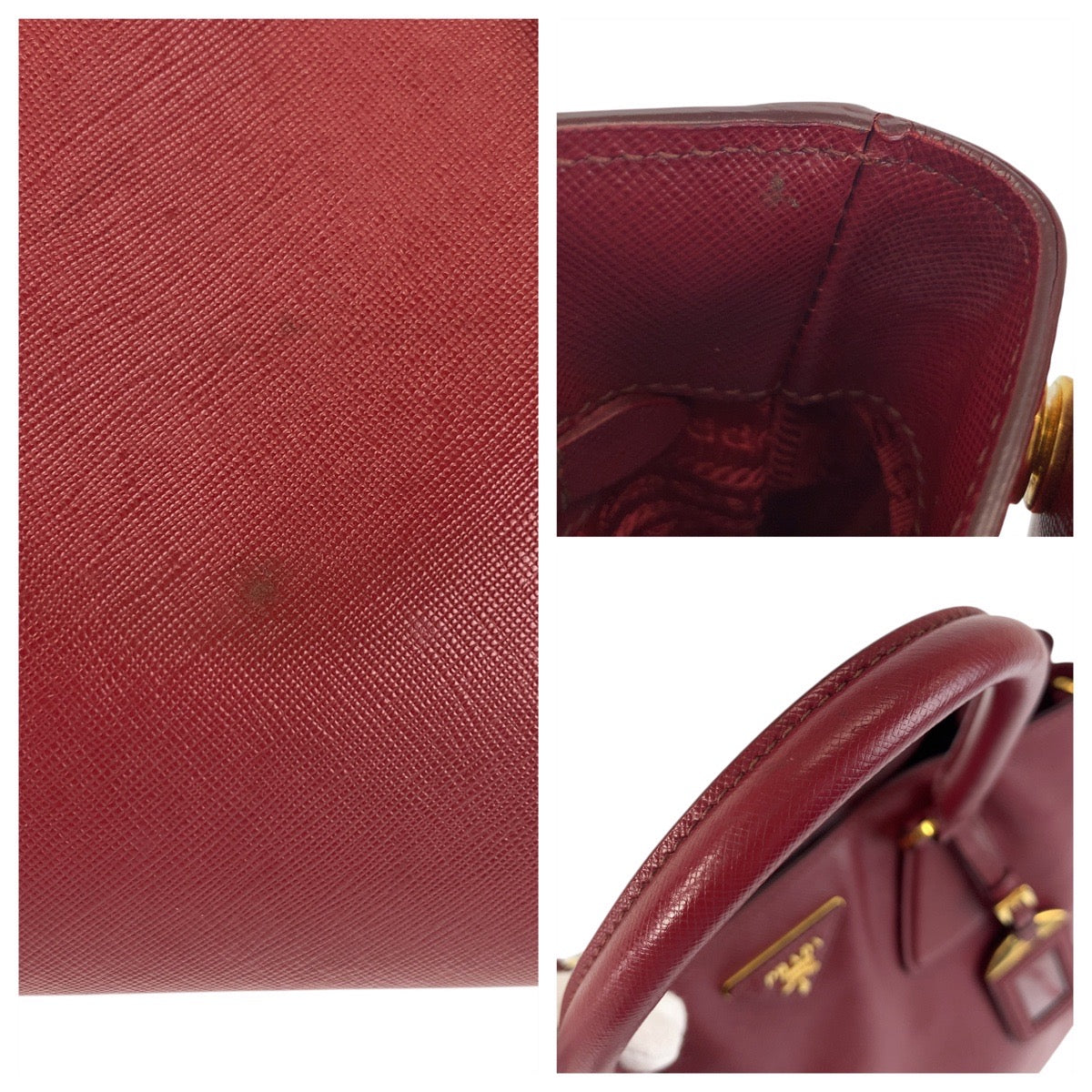 18616
PRADA プラダ サフィアーノ レッド ゴールド金具 レザー トートバッグ ハンドバッグ ショルダーバッグ 2way  レディース AB44