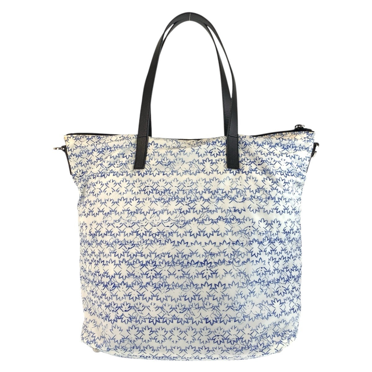 18619
PRADA プラダ ホワイト ブルー ブラック シルバー金具 ナイロン / レザー トートバッグ ショルダーバッグ 2way  レディース AB26