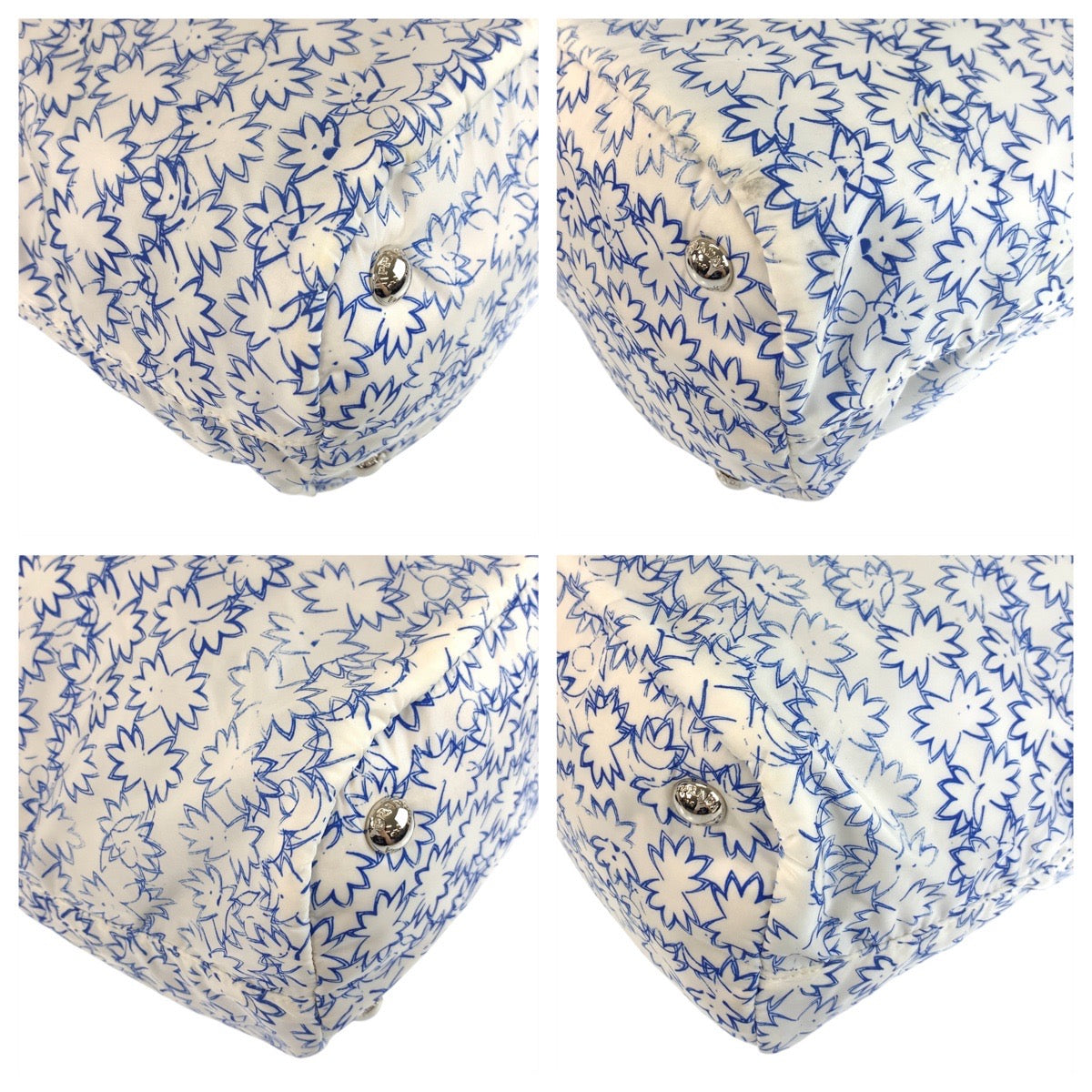 18619
PRADA プラダ ホワイト ブルー ブラック シルバー金具 ナイロン / レザー トートバッグ ショルダーバッグ 2way  レディース AB26