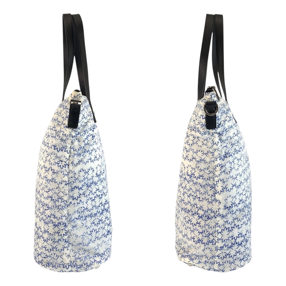 18619
PRADA プラダ ホワイト ブルー ブラック シルバー金具 ナイロン / レザー トートバッグ ショルダーバッグ 2way  レディース AB26