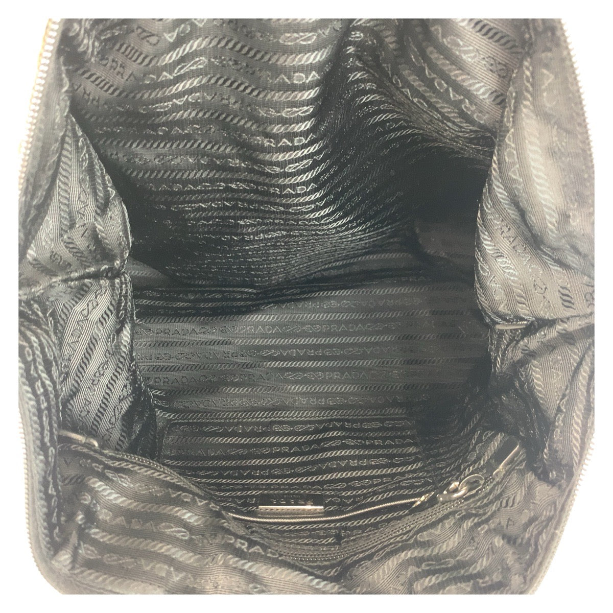 18619
PRADA プラダ ホワイト ブルー ブラック シルバー金具 ナイロン / レザー トートバッグ ショルダーバッグ 2way  レディース AB26