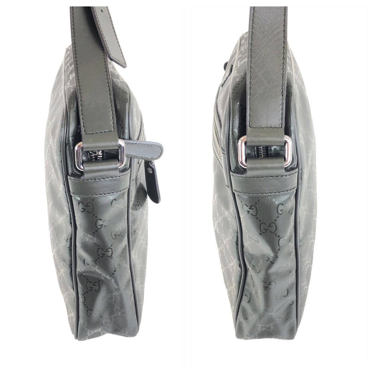 18620
GUCCI グッチ GGインプリメ カーキ シルバー金具 レザー / PVC 201448 ショルダーバッグ メッセンジャーバッグ メンズ A58