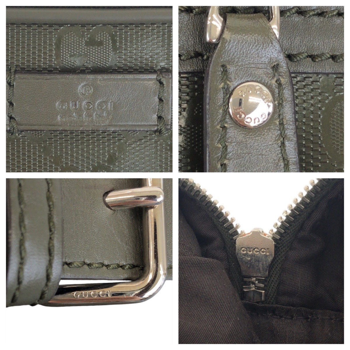 18620
GUCCI グッチ GGインプリメ カーキ シルバー金具 レザー / PVC 201448 ショルダーバッグ メッセンジャーバッグ メンズ A58