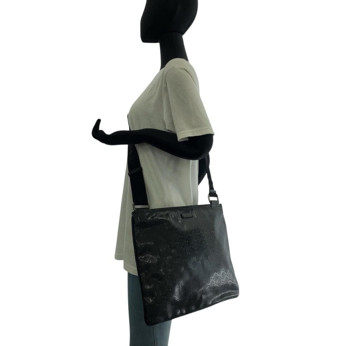 18621
GUCCI グッチ GGインプリメ ブラック 黒 PVC 201446 ショルダーバッグ メッセンジャーバッグ 男女兼用 メンズ A58