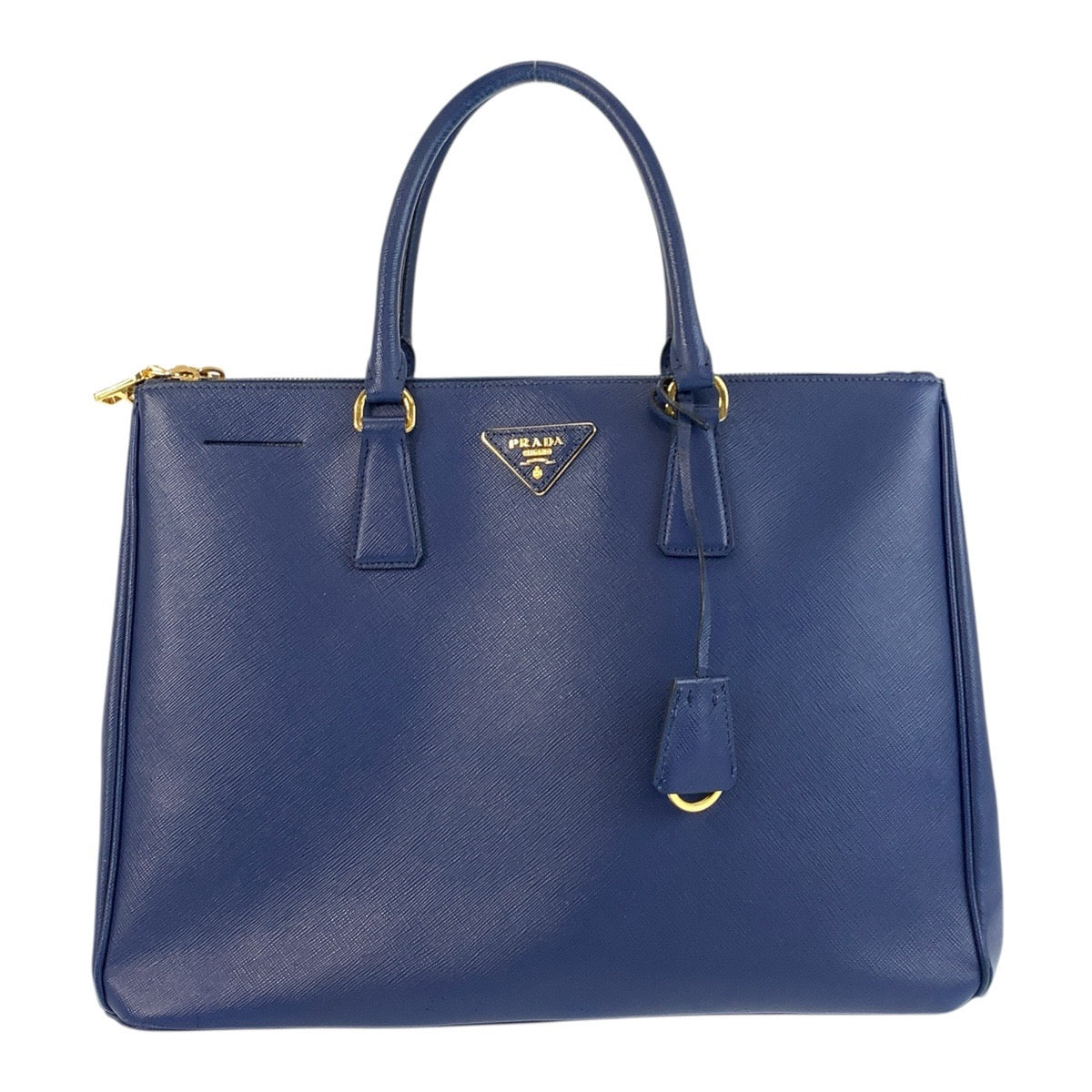 18625
PRADA プラダ サフィアーノ ガレリア 三角ロゴプレート ブルー ゴールド金具 レザー BN1786 ハンドバッグ トートバッグ  レディース AB56