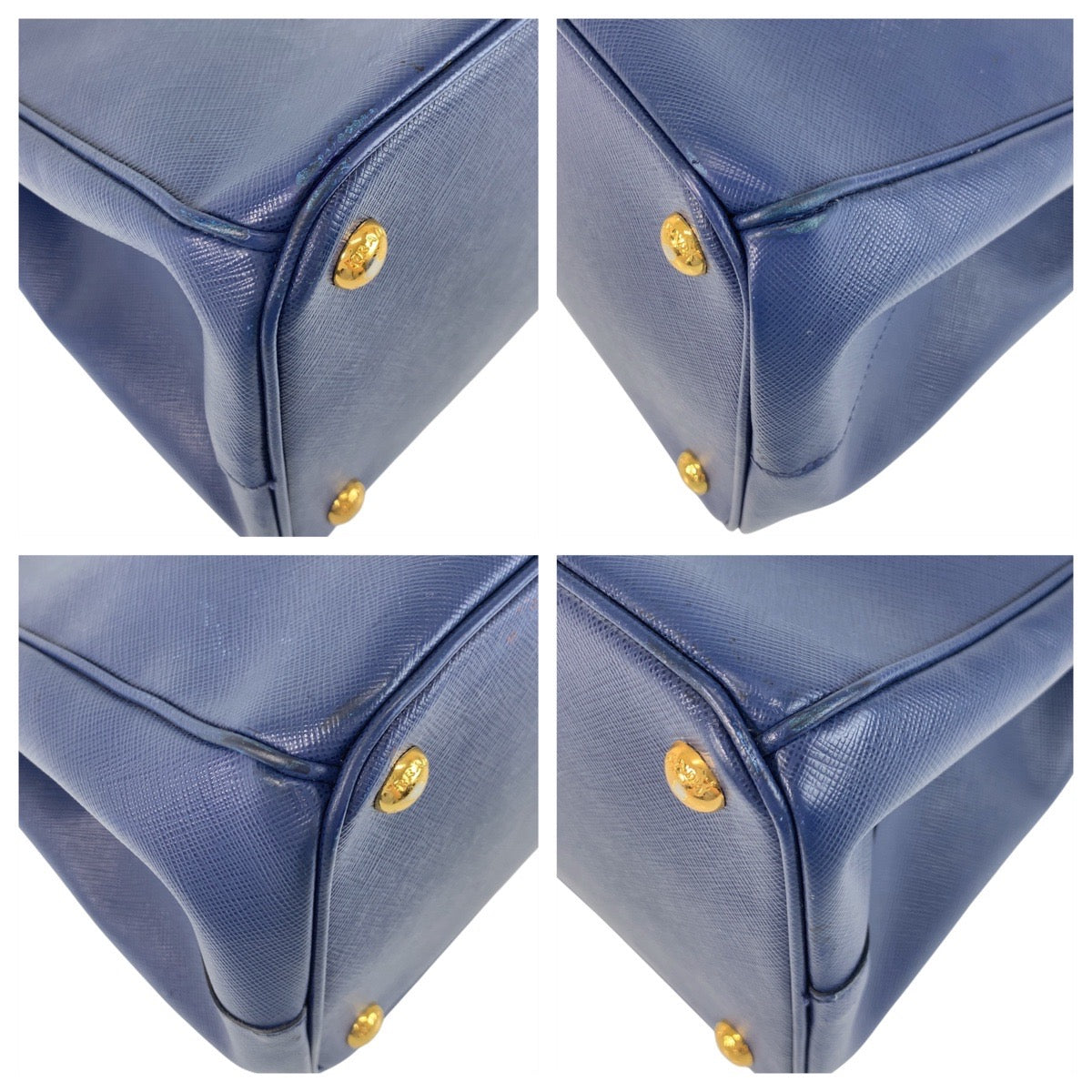 18625
PRADA プラダ サフィアーノ ガレリア 三角ロゴプレート ブルー ゴールド金具 レザー BN1786 ハンドバッグ トートバッグ  レディース AB56