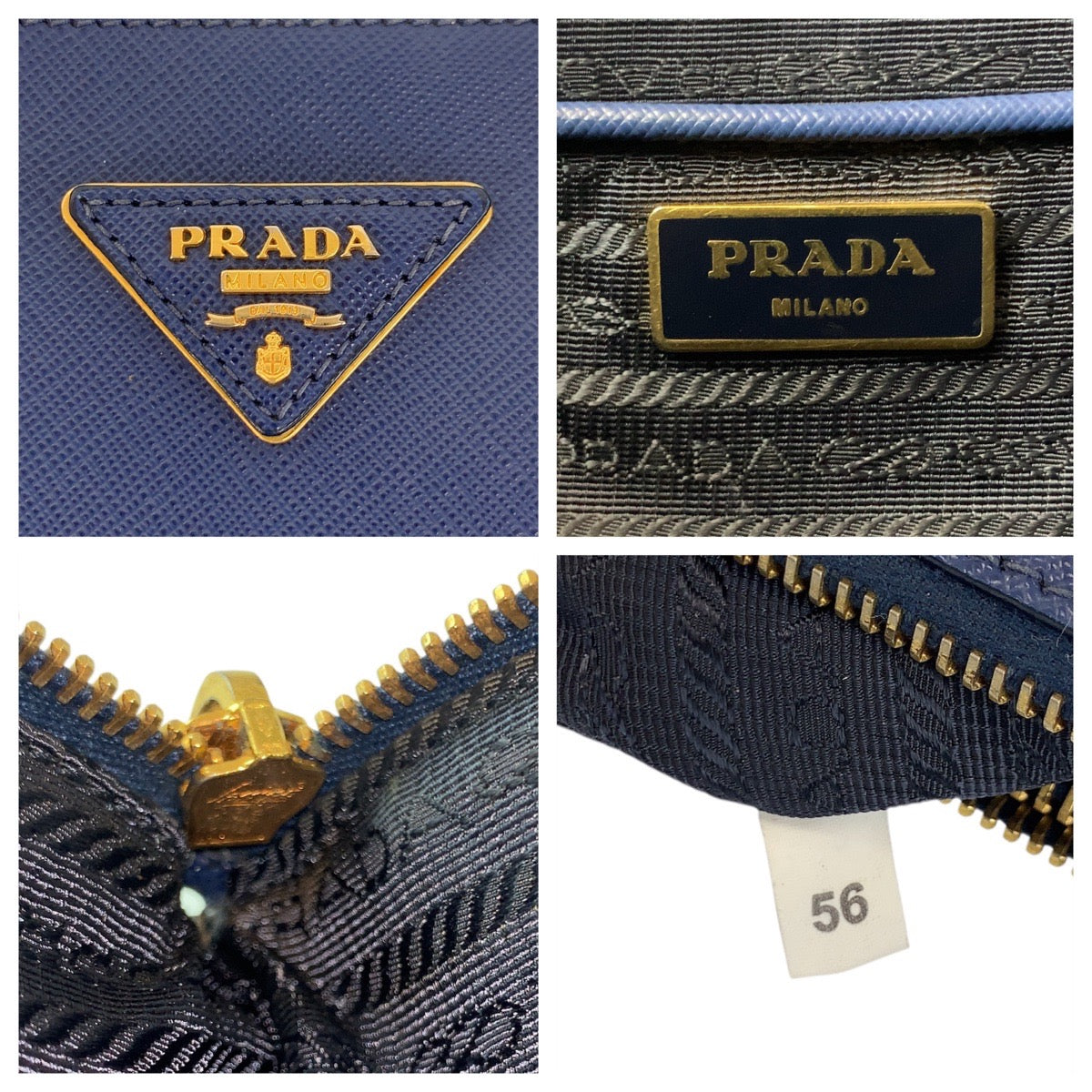 18625
PRADA プラダ サフィアーノ ガレリア 三角ロゴプレート ブルー ゴールド金具 レザー BN1786 ハンドバッグ トートバッグ  レディース AB56