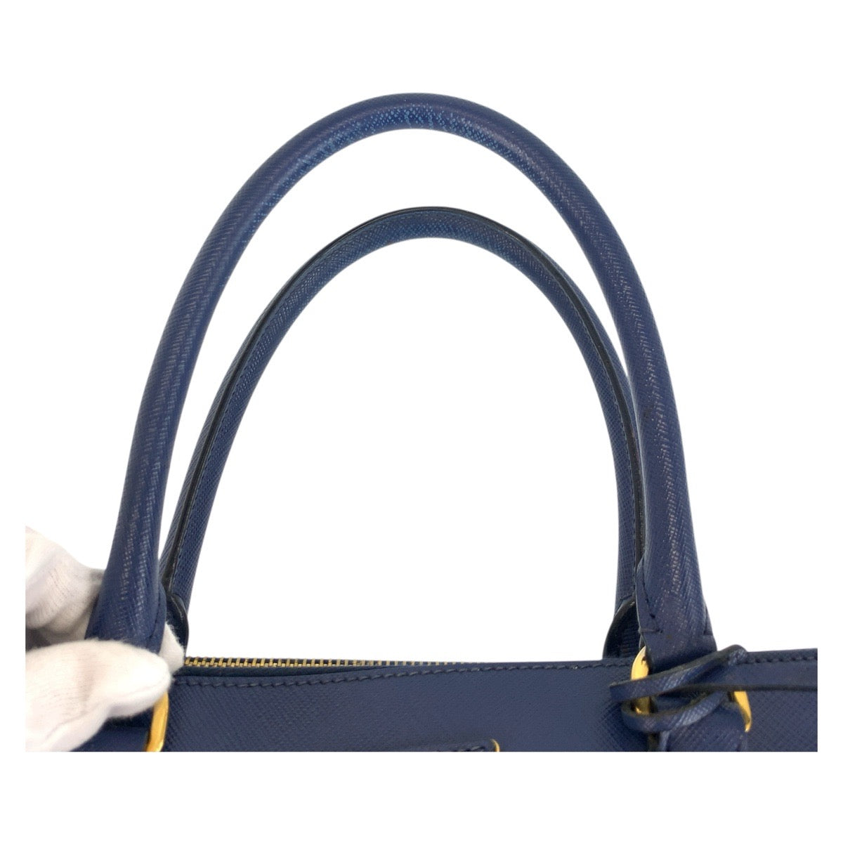 18625
PRADA プラダ サフィアーノ ガレリア 三角ロゴプレート ブルー ゴールド金具 レザー BN1786 ハンドバッグ トートバッグ  レディース AB56