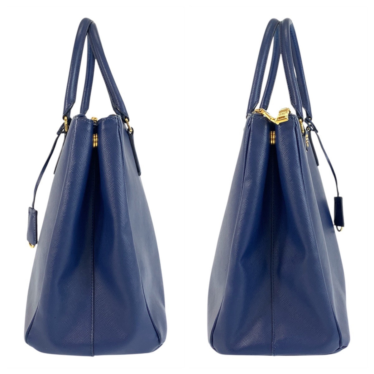 18625
PRADA プラダ サフィアーノ ガレリア 三角ロゴプレート ブルー ゴールド金具 レザー BN1786 ハンドバッグ トートバッグ  レディース AB56