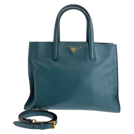 18626
PRADA プラダ サフィアーノ 三角ロゴプレート グリーン ゴールド金具 トートバッグ ショルダーバッグ 2way  レディース ABP63