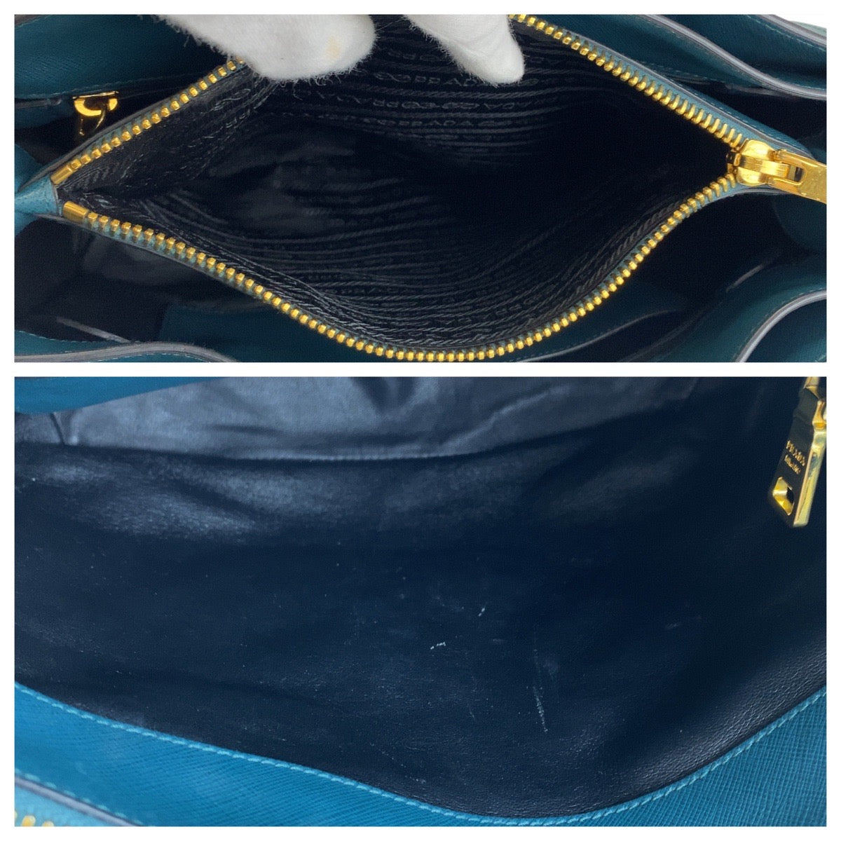 18626
PRADA プラダ サフィアーノ 三角ロゴプレート グリーン ゴールド金具 トートバッグ ショルダーバッグ 2way  レディース ABP63