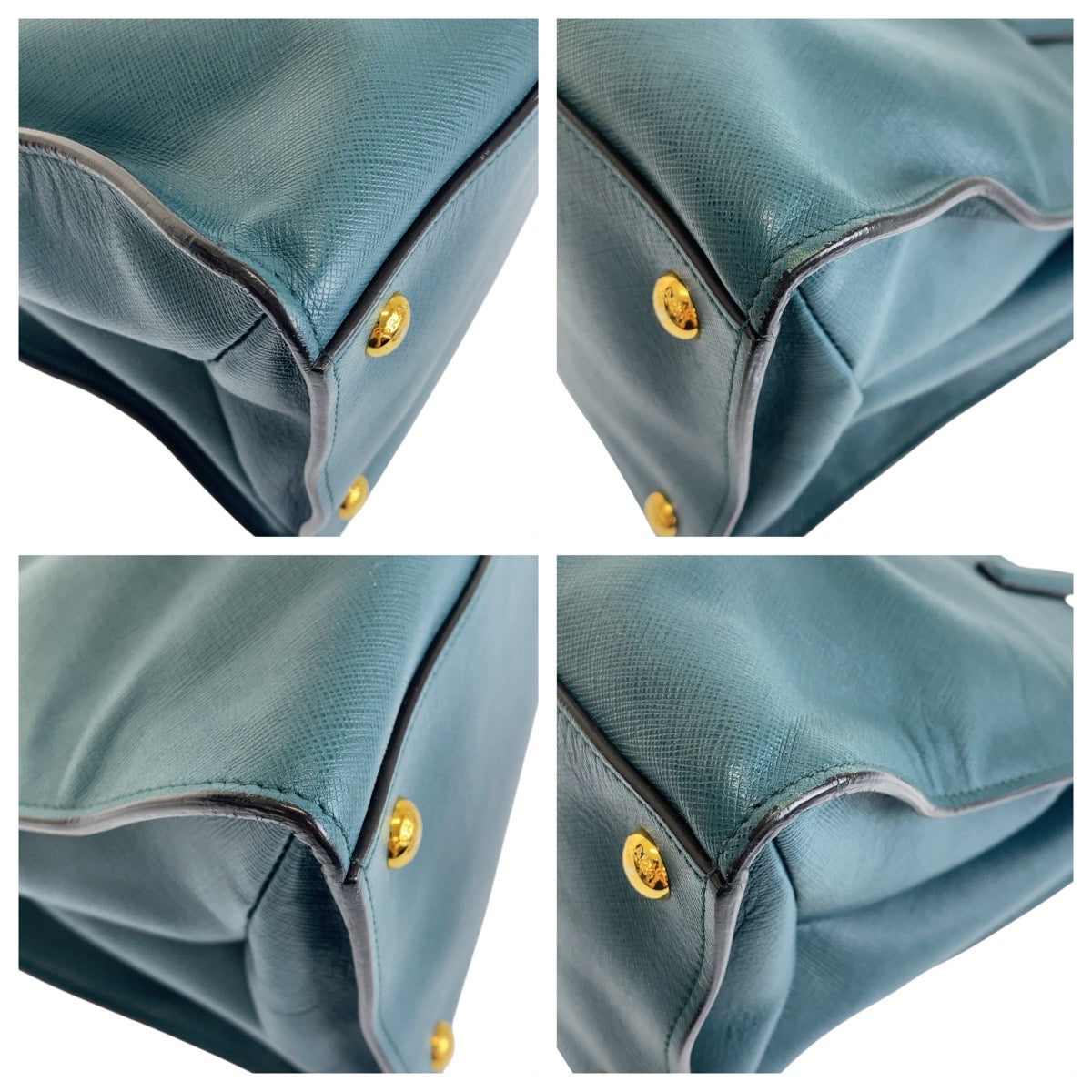 18626
PRADA プラダ サフィアーノ 三角ロゴプレート グリーン ゴールド金具 トートバッグ ショルダーバッグ 2way  レディース ABP63