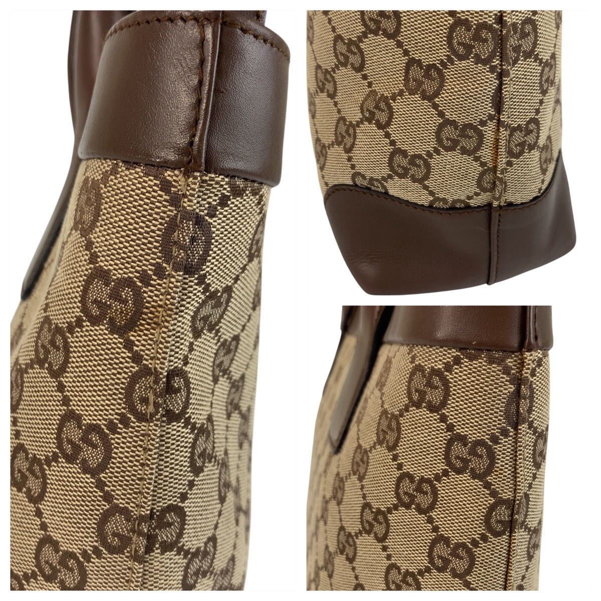 18627
GUCCI グッチ ベージュ ブラウン GGキャンバス / レザー 002 1119 トートバッグ ハンドバッグ  レディース ABP40