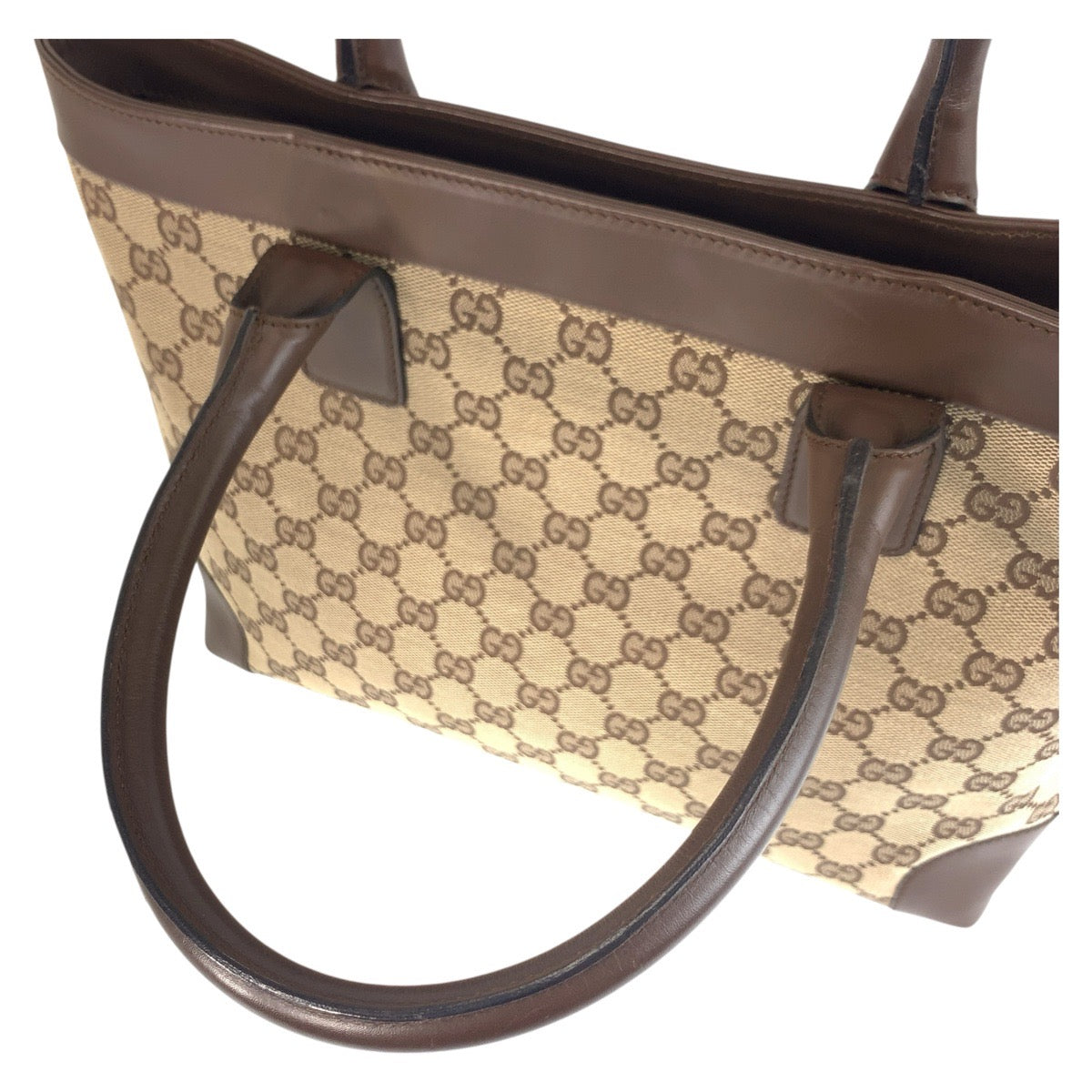 18627
GUCCI グッチ ベージュ ブラウン GGキャンバス / レザー 002 1119 トートバッグ ハンドバッグ  レディース ABP40