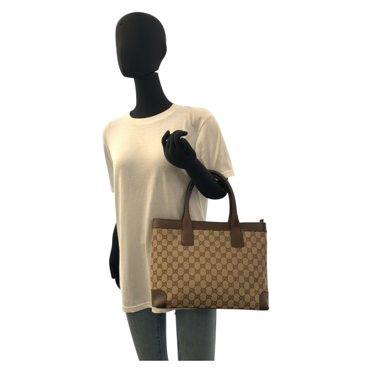 18627
GUCCI グッチ ベージュ ブラウン GGキャンバス / レザー 002 1119 トートバッグ ハンドバッグ  レディース ABP40