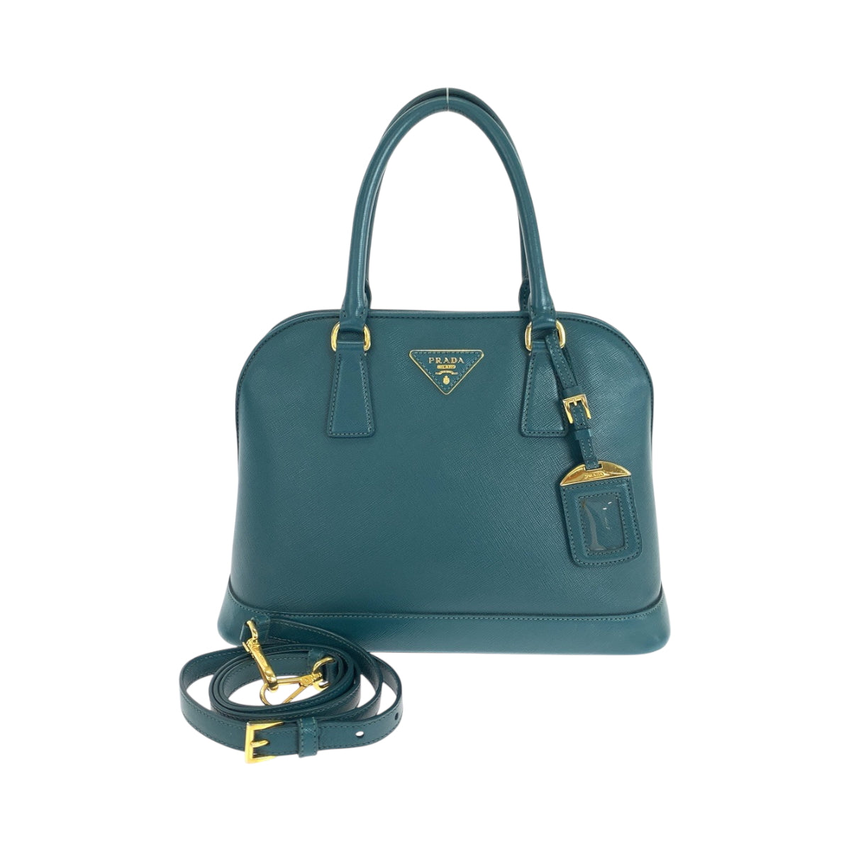 18629
PRADA プラダ サフィアーノ ラクス グリーン ゴールド金具 レザー ショルダーバッグ ハンドバッグ 2way  レディース AB56
