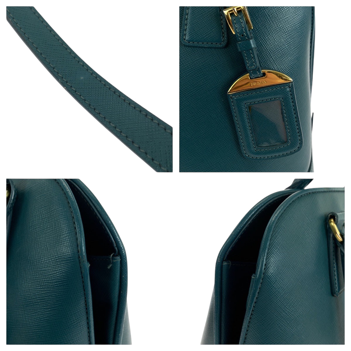 18629
PRADA プラダ サフィアーノ ラクス グリーン ゴールド金具 レザー ショルダーバッグ ハンドバッグ 2way  レディース AB56
