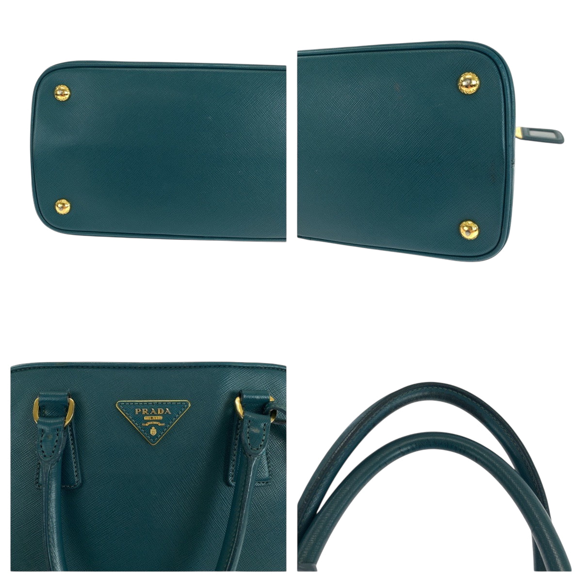 18629
PRADA プラダ サフィアーノ ラクス グリーン ゴールド金具 レザー ショルダーバッグ ハンドバッグ 2way  レディース AB56