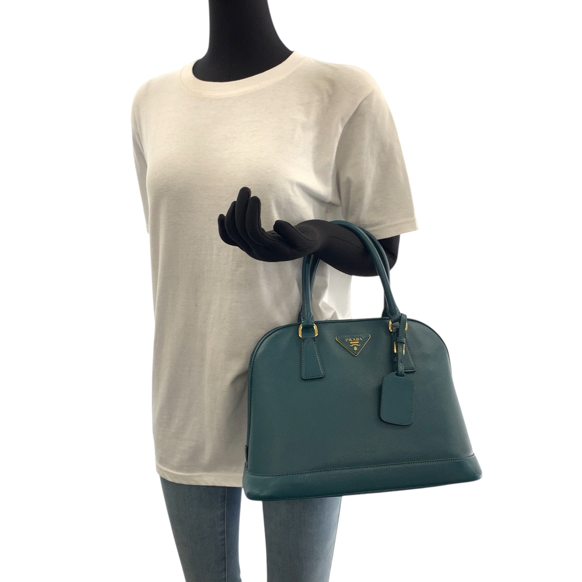 18629
PRADA プラダ サフィアーノ ラクス グリーン ゴールド金具 レザー ショルダーバッグ ハンドバッグ 2way  レディース AB56
