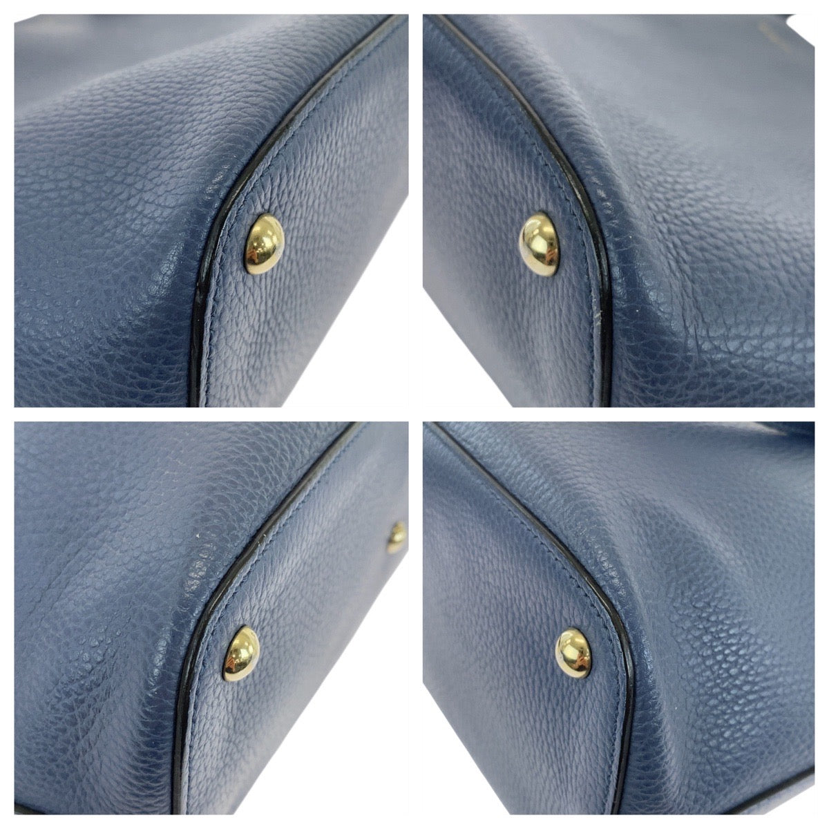 18630
GUCCI グッチ インターロッキング ブルー ゴールド金具 レザー 388561 トートバッグ ショルダーバッグ  レディース ABP48