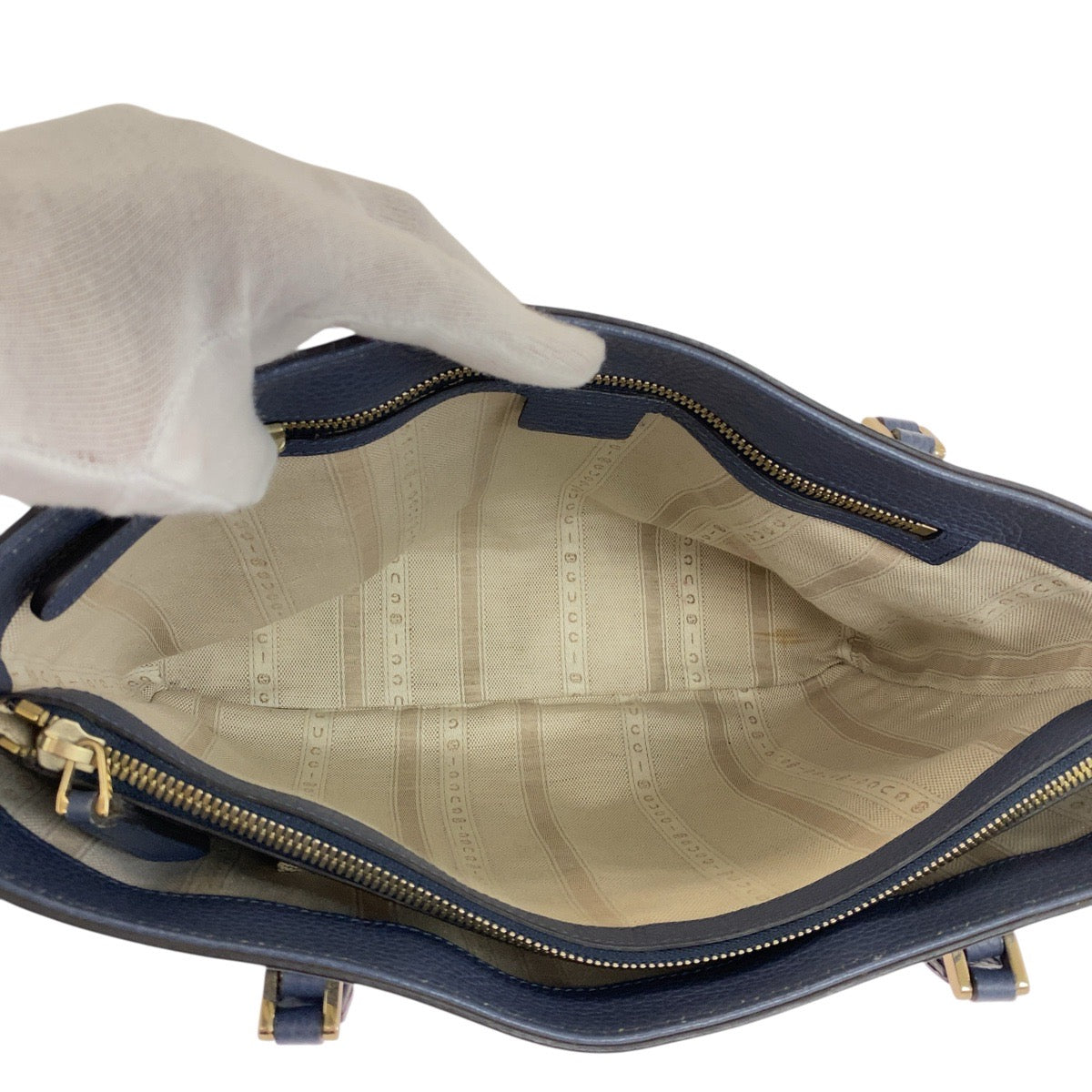 18630
GUCCI グッチ インターロッキング ブルー ゴールド金具 レザー 388561 トートバッグ ショルダーバッグ  レディース ABP48