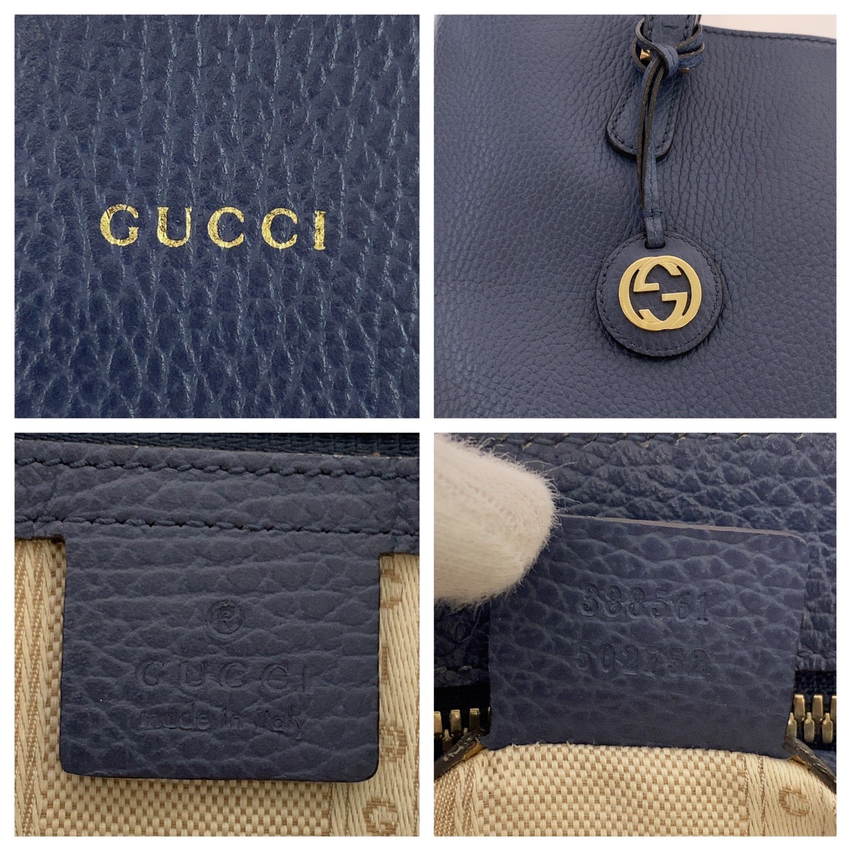 18630
GUCCI グッチ インターロッキング ブルー ゴールド金具 レザー 388561 トートバッグ ショルダーバッグ  レディース ABP48