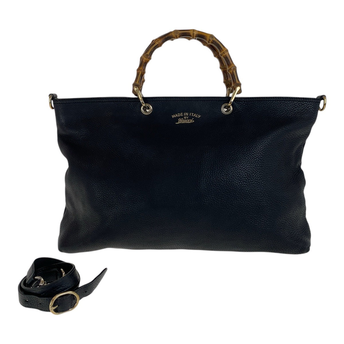 18631
GUCCI グッチ バンブー ブラック 黒 ゴールド金具 レザー 323664 トートバッグ ショルダーバッグ 2WAY レディース AB58