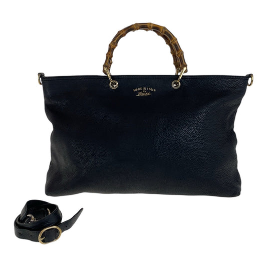 18631
GUCCI グッチ バンブー ブラック 黒 ゴールド金具 レザー 323664 トートバッグ ショルダーバッグ 2WAY  レディース AB58