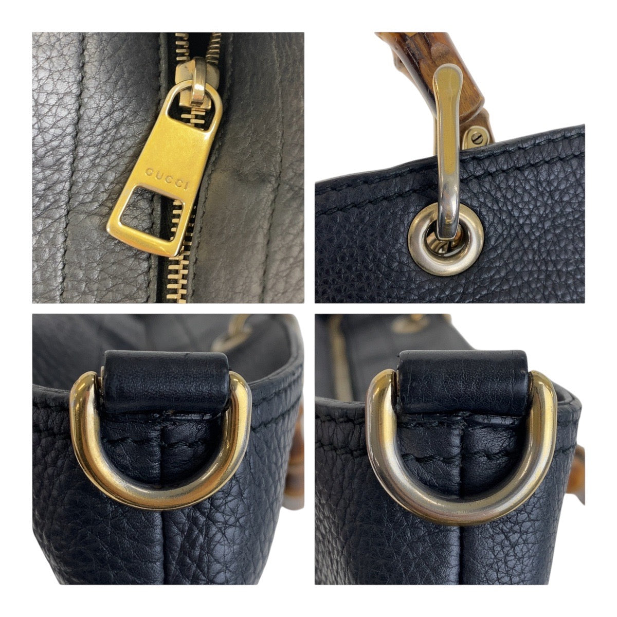 18631
GUCCI グッチ バンブー ブラック 黒 ゴールド金具 レザー 323664 トートバッグ ショルダーバッグ 2WAY レディース AB58