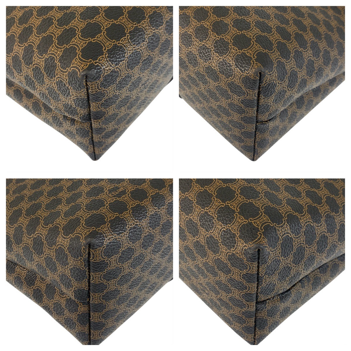 18634
CELINE セリーヌ ヴィンテージ マカダム ブラウン ブラック ゴールド金具 PVC MC99/1 トートバッグ ショルダーバッグ レディース ABP48