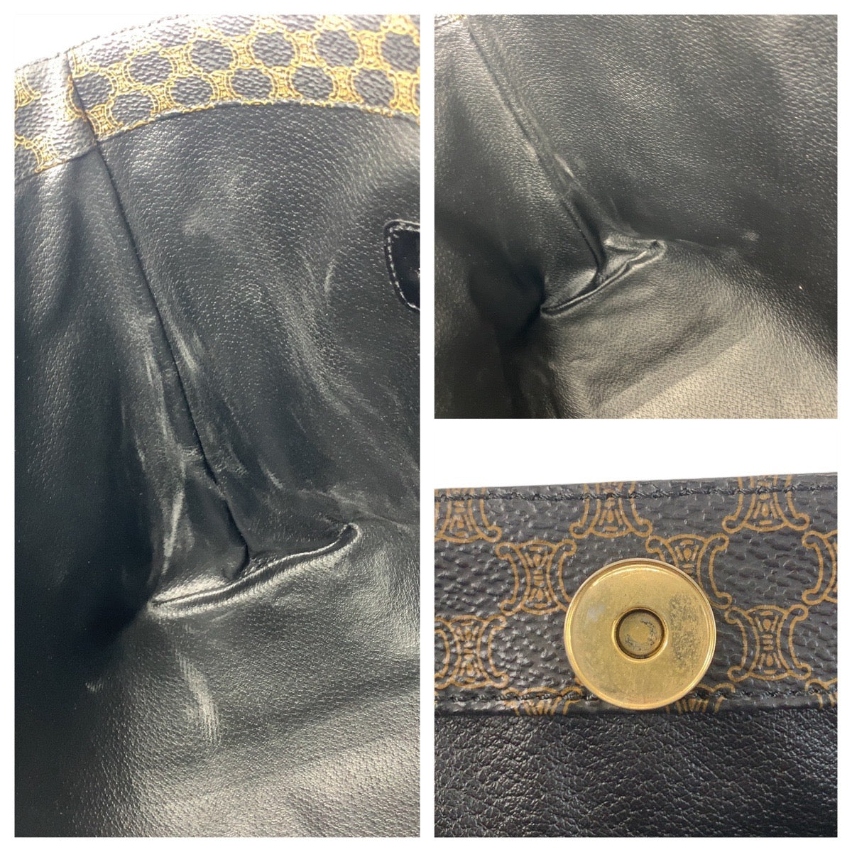 18634
CELINE セリーヌ ヴィンテージ マカダム ブラウン ブラック ゴールド金具 PVC MC99/1 トートバッグ ショルダーバッグ レディース ABP48