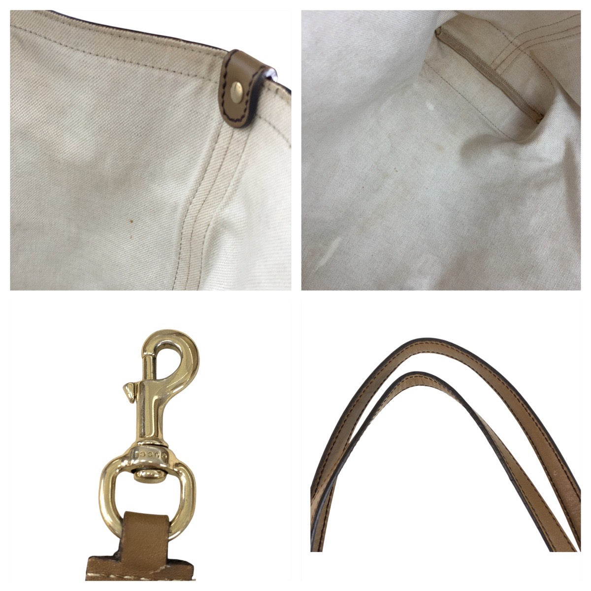 18636
GUCCI グッチ ベージュ ゴールド金具 GGキャンバス / レザー 247209 トートバッグ ショルダーバッグ レディース ABP40